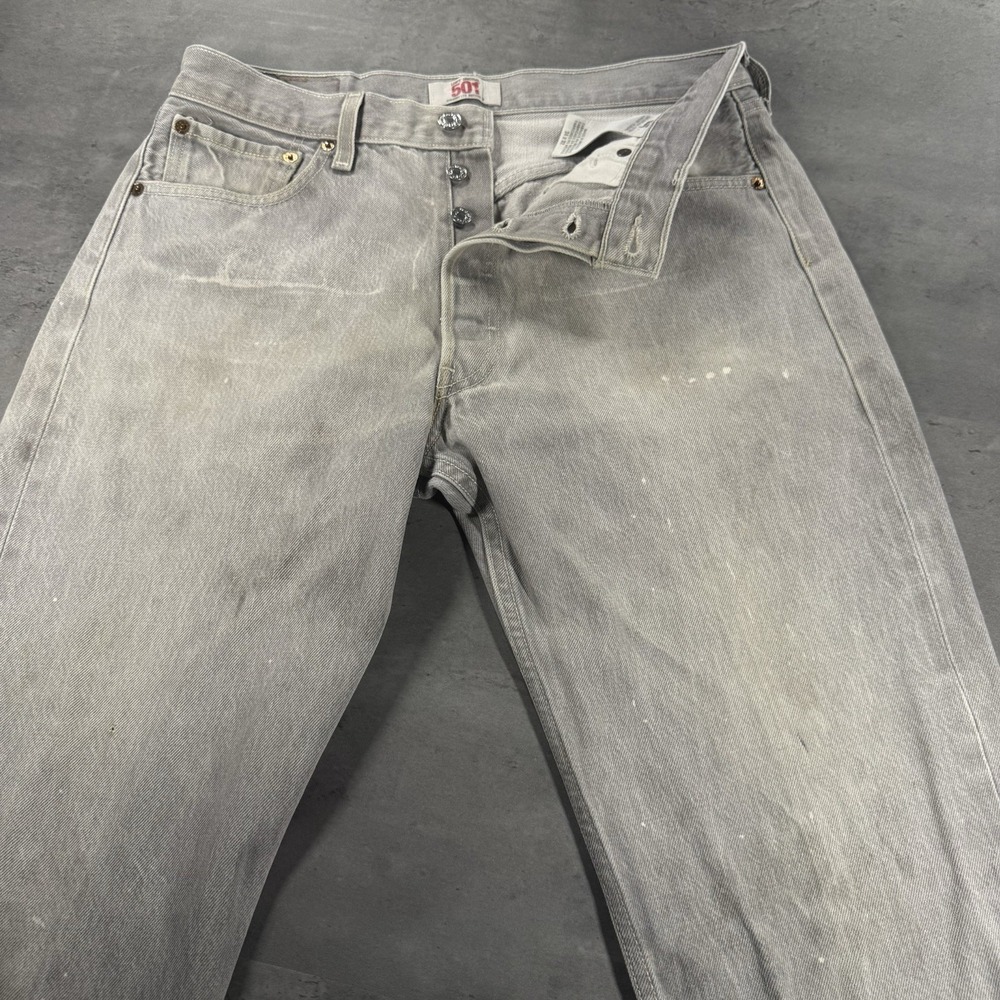 Vintage Levi's 501 XX Jeans Men 34x32 Fit 32x30 Gray Distressed Faded Light Wash